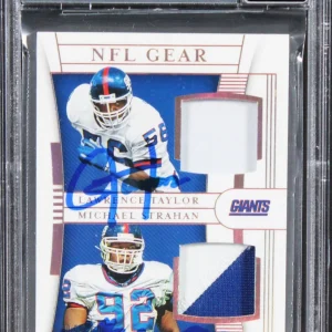 Taylor & Strahan Signed 2019 Nat'l Treasures NFL GCM #11 Card Auto 10! BAS Slab