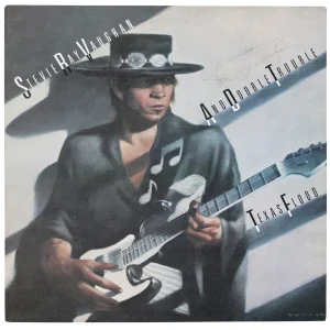 Stevie Ray Vaughan Double Trouble Signed Texas Flood Album Cover JSA #YY84643