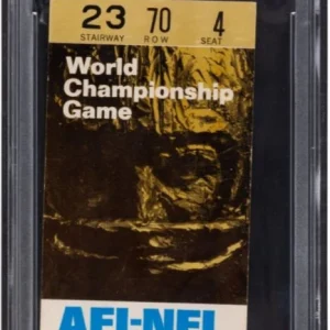 Super Bowl I Green Bay Vs Kansas City Gold Variant Ticket Stub Graded PSA 2 Slab