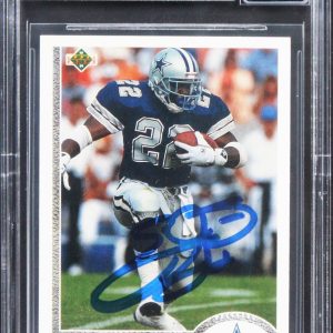 Cowboys Emmitt Smith Signed 1991 Upper Deck #172 Card Auto 10! BAS Slabbed