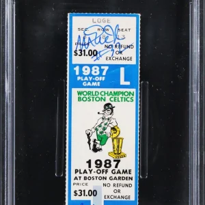 Magic Johnson Signed 1987 NBA Finals Gm 4 Full Ticket Stub Auto 10! PSA/DNA Slab