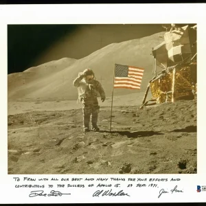Apollo 15 Crew (3) Scott, Worden & Irwin Signed & Mounted 8x10 Photo BAS #A85716