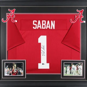 Alabama Nick Saban Authentic Signed Maroon Pro Style Framed Jersey BAS
