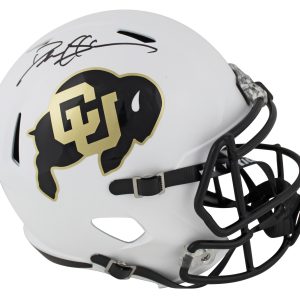 Colorado Deion Sanders Signed Alt White Full Size Speed Rep Helmet BAS Witnessed