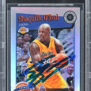 Shaquille O'Neal Signed 2019 Hoops Prem Stock Prizms Silver #283 Card BAS Slab