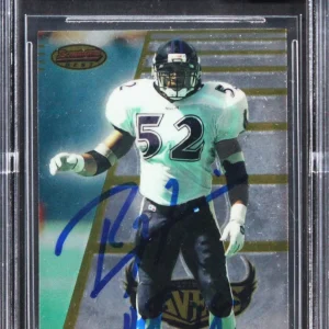 Ravens Ray Lewis "HOF 18"Signed 1996 Bowman's Best #164 RC Card Auto 10 BAS Slab