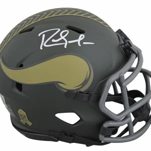 Vikings Randy Moss Signed Salute to Service IV Speed Mini Helmet BAS Witnessed