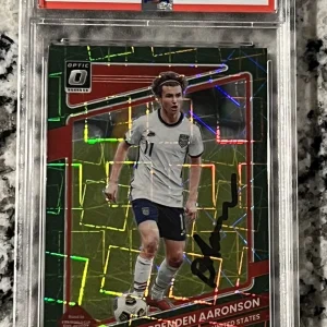 2021-22 Panini Donruss Optic BRENDEN AARONSON Autograph Green Velocity Prizm PSA