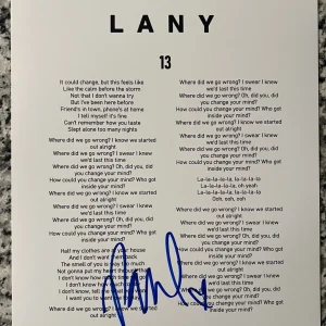 PAUL KLEIN SIGNED LYRIC SHEET LANY BAND SINGER AUTHENTIC AUTOGRAPH COA