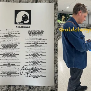 BRAD PETERING SIGNED LYRIC SHEET TV GIRL NOT ALLOWED AUTOGRAPH + PROOF COA