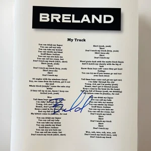 BRELAND SIGNED LYRIC SHEET MY TRUCK COUNTRY SINGER AUTHENTIC AUTOGRAPH COA