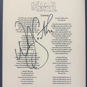 WESLEY SCANTLIN SIGNED LYRIC SHEET CONTROL PUDDLE OF MUDD SINGER AUTOGRAPH COA