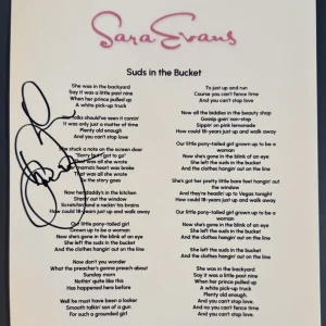 SARA EVANS SIGNED LYRIC SHEET COUNTRY SINGER SUDS IN THE BUCKET AUTOGRAPH COA