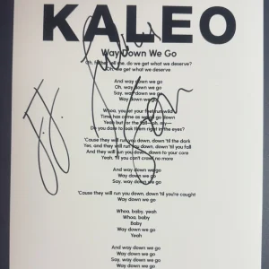 JOKULL JULIUSSON SIGNED LYRIC SHEET KALEO SINGER WAY DOWN WE GO AUTOGRAPH COA