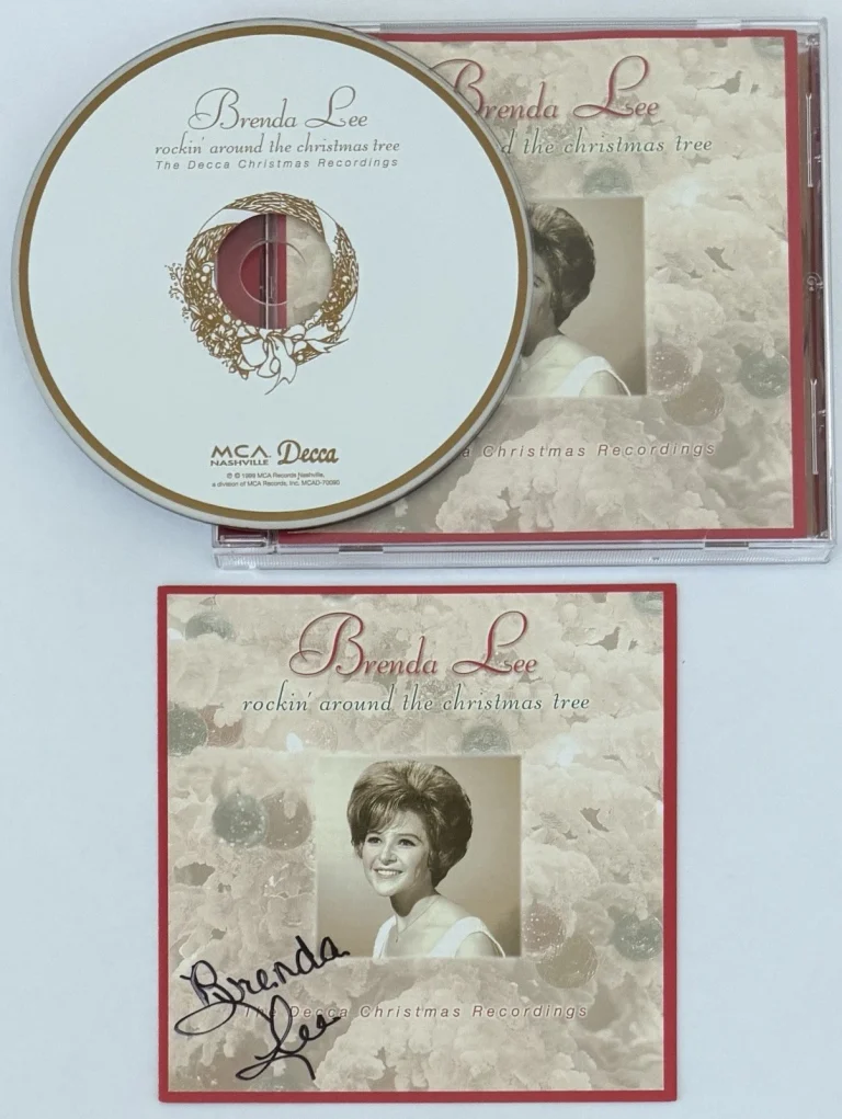 SIGNED Brenda Lee Rockin’ Around The Christmas Tree CD Cover & CD PSA DNA COA