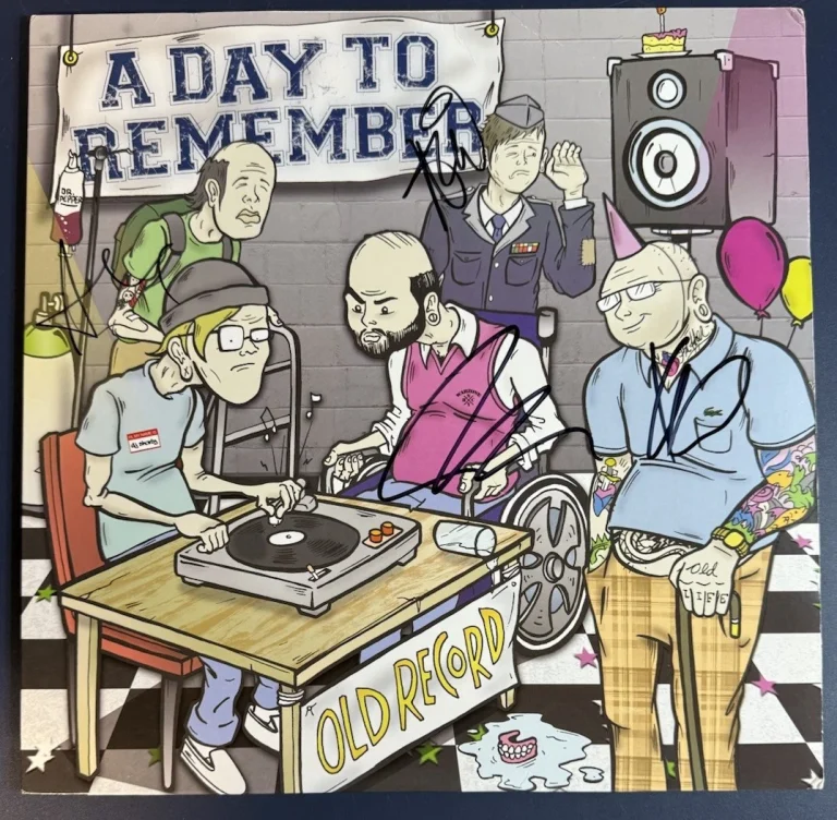 A DAY TO REMEMBER HAND SIGNED VINYL OLD RECORD AUTOGRAPH AUTHENTIC RARE COA