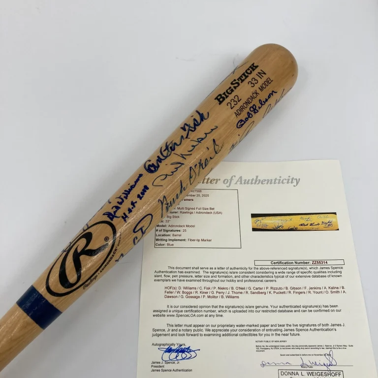 Hall Of Fame Multi Signed Baseball Bat 25 Sigs Kirby Puckett Gary Carter JSA COA