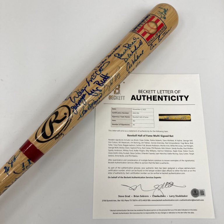 Hall Of Fame Multi Signed Baseball Bat 46 Sigs With Sandy Koufax Beckett COA