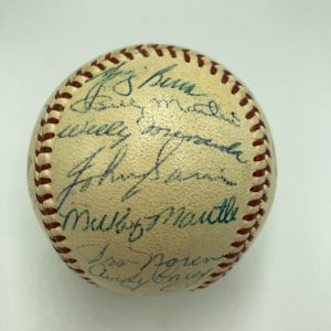 1953 New York Yankees World Series Champs Team Signed Baseball Mickey Mantle JSA