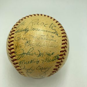 1953 New York Yankees World Series Champs Team Signed Baseball Mickey Mantle JSA