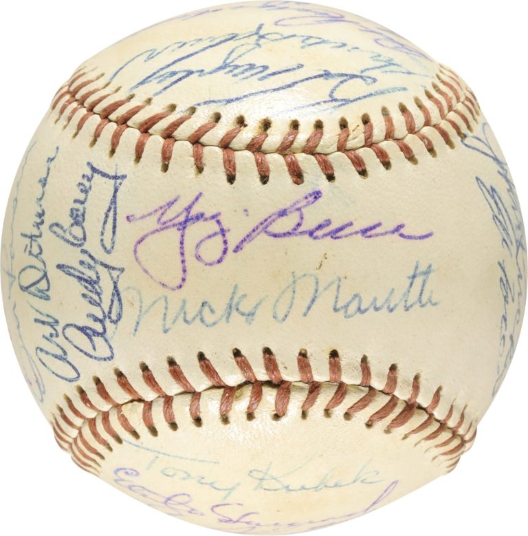 1957 New York Yankees American League Champs Team Signed AL Baseball PSA DNA COA