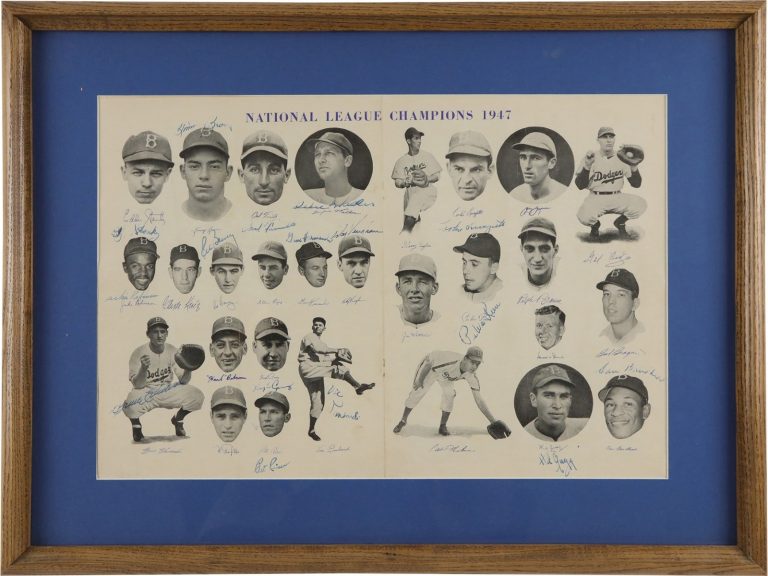 Jackie Robinson Rookie 1947 Brooklyn Dodgers Team Signed Program PSA DNA COA
