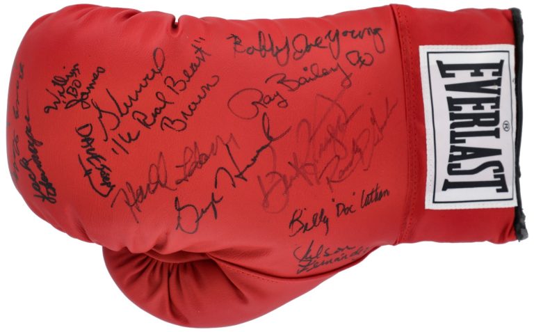 Boxing Greats Multi Signed Glove 14 Sig Larry Hazzard, Dave Joseph Beckett COA