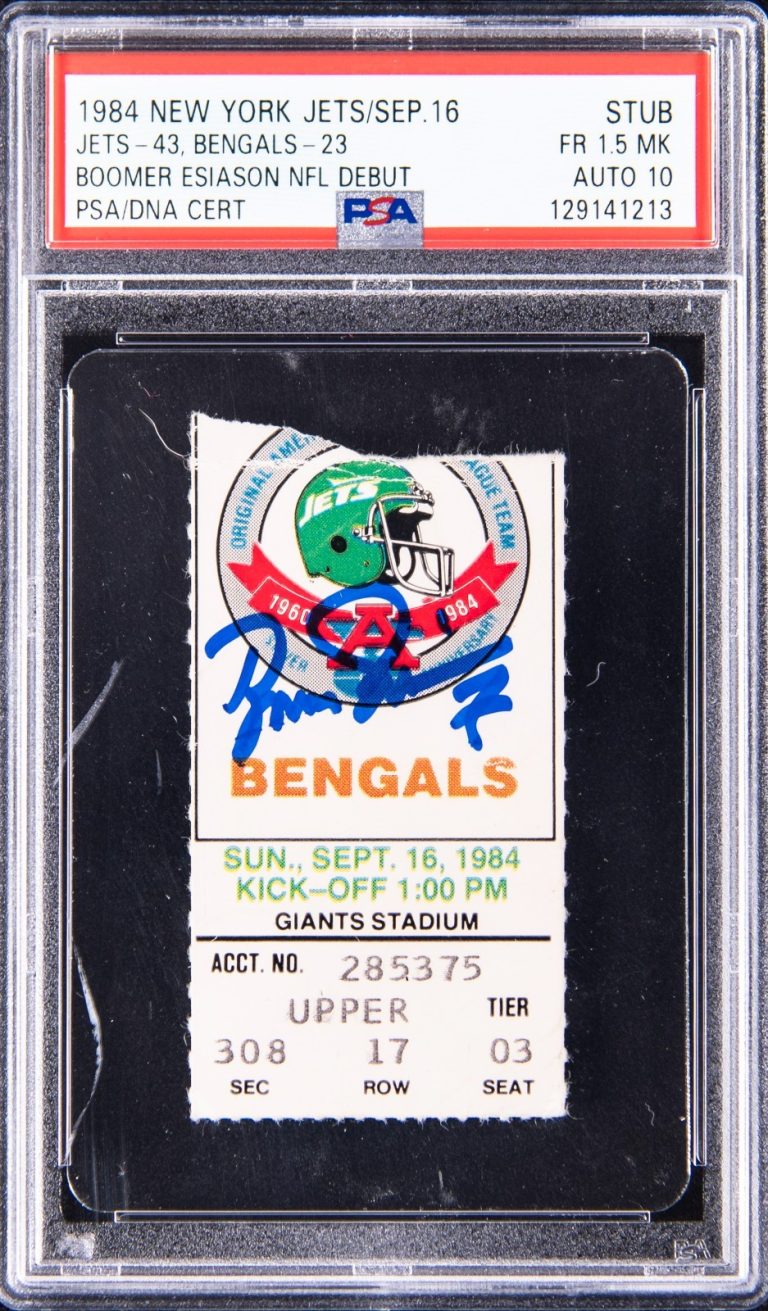 Boomer Esiason Signed NFL Debut Ticket Sept. 16, 1984 PSA DNA 10 GEM MINT Auto