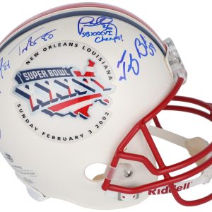 2001 New England Patriots Team Signed Helmet Tom Brady First Super Bowl Beckett
