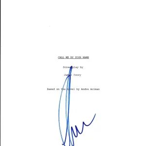 * ARMIE HAMMER * signed autographed movie script * CALL ME BY YOUR NAME * 1