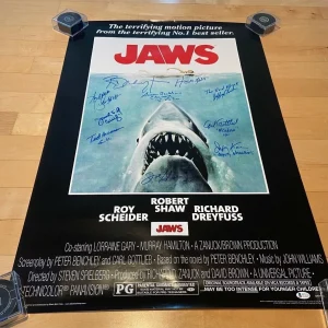 * JAWS * signed 24x36 movie poster * DREYFUSS, KRAMER, BACKLINIE +6 MORE * COA 4