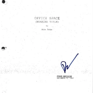 * DAVID HERMAN * signed movie script * OFFICE SPACE * MICHAEL BOLTON * COA * 2