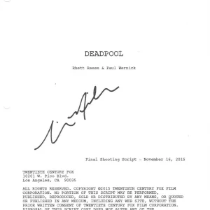 * TIM MILLER * signed movie script * DEADPOOL * DIRECTOR * COA * 3