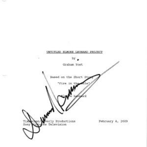 * DAMON HERRIMAN * signed movie script * JUSTIFIED * DEWEY * COA * 1