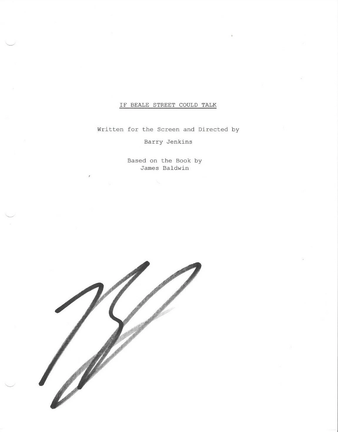 * BARRY JENKINS * signed movie script * IF BEALE STREET COULD TALK ...