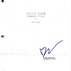 * DAVID HERMAN * signed movie script * OFFICE SPACE * MICHAEL BOLTON * COA * 3