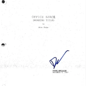 * DAVID HERMAN * signed movie script * OFFICE SPACE * MICHAEL BOLTON * COA * 1