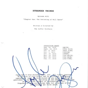 * KYLE DIXON & MICHAEL STEIN * signed tv script * STRANGER THINGS * COMPOSERS 1
