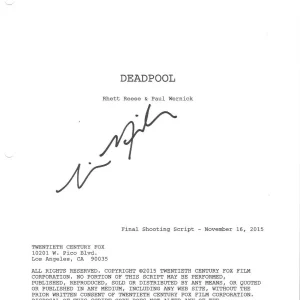 * TIM MILLER * signed movie script * DEADPOOL * DIRECTOR * COA * 1