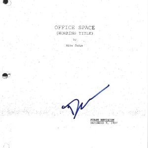 * DAVID HERMAN * signed movie script * OFFICE SPACE * MICHAEL BOLTON * COA * 5