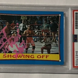 Vintage 1987 Bret Hitman Hart Autographed WWF Topps Rookie Card #63 PSA