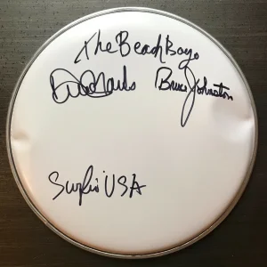 * DAVID MARKS & BRUCE JOHNSTON * signed 10" drumhead * THE BEACH BOYS * PROOF 2