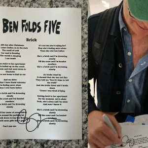 BEN FOLDS SIGNED LYRIC SHEET BRICK SINGER AUTOGRAPH + EXACT PROOF COA