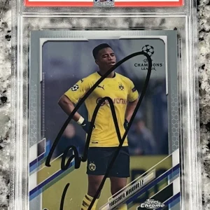2020-21 Topps Chrome UCL Base #55 Youssoufa Moukoko ROOKIE RC SIGNED AUTO PSA