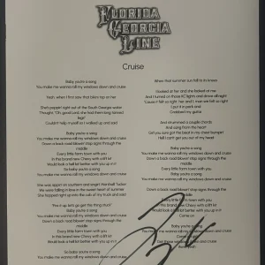 TYLER HUBBARD SIGNED LYRIC SHEET COUNTRY SINGER AUTHENTIC AUTOGRAPH COA