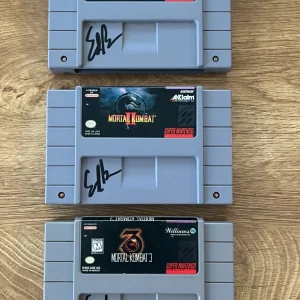* ED BOON * signed super nintendo game cartridge * MORTAL KOMBAT  1, 2 & 3 *