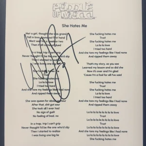WESLEY SCANTLIN SIGNED LYRIC SHEET SHE HATES ME LEAD SINGER AUTOGRAPH COA