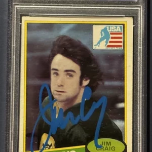 1980-81 Topps Jim Craig Signed Auto #22 Rookie Card USA Hockey PSA
