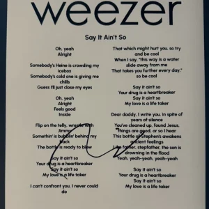 RIVERS CUOMO SIGNED LYRIC SHEET WEEZER SINGER SAY IT AIN’T SO AUTOGRAPH COA