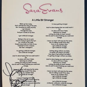 SARA EVANS SIGNED LYRIC SHEET COUNTRY SINGER A LITTLE BIT STRONGER AUTOGRAPH COA